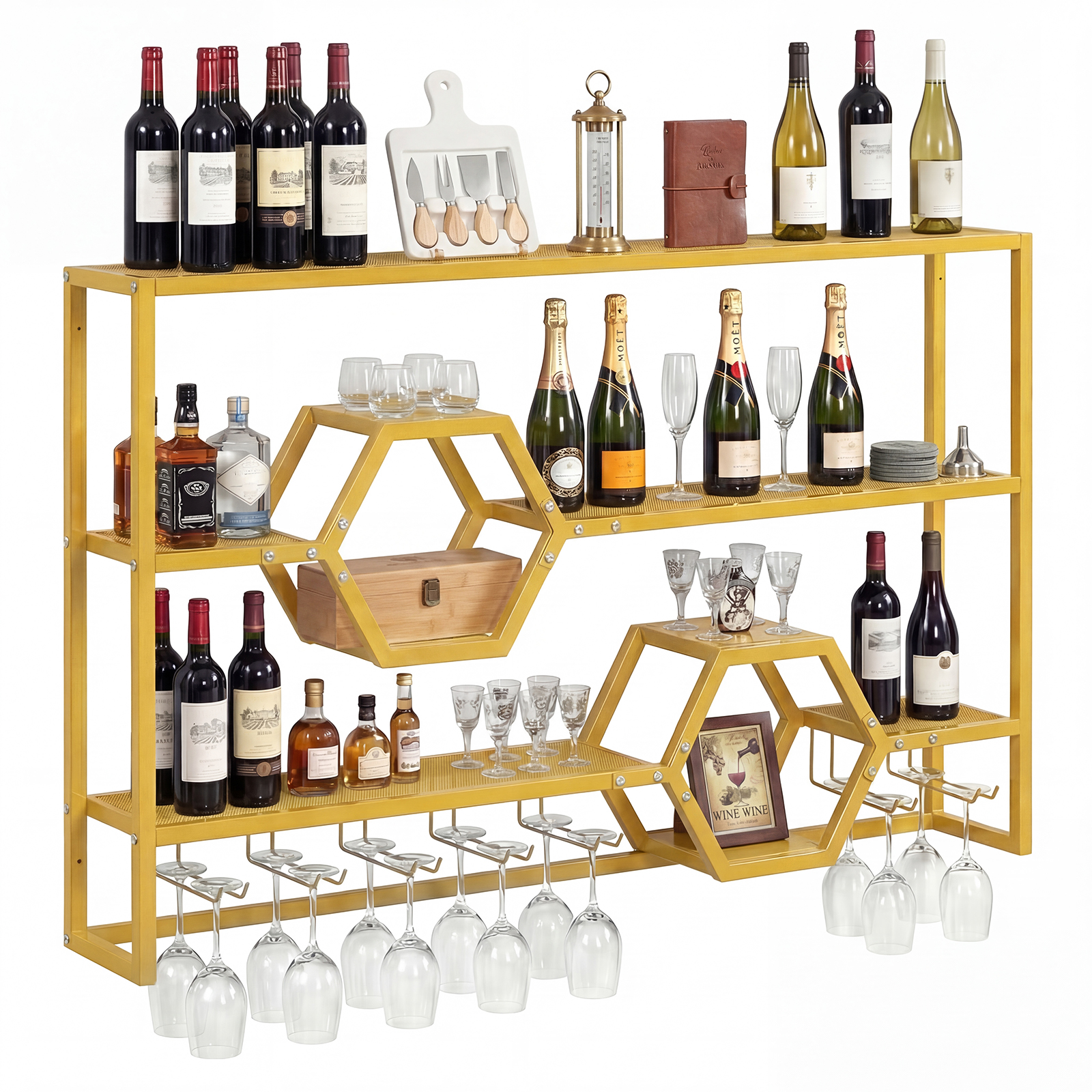 Kitchen Appliances Holder - Wall Mounted Wine Rack 47” Large
