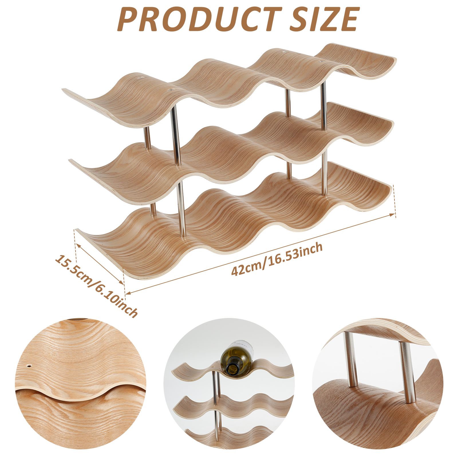 2/3-Tier Wooden Wine Rack Wavy – обзор и цена Kitchen Appliances Holder